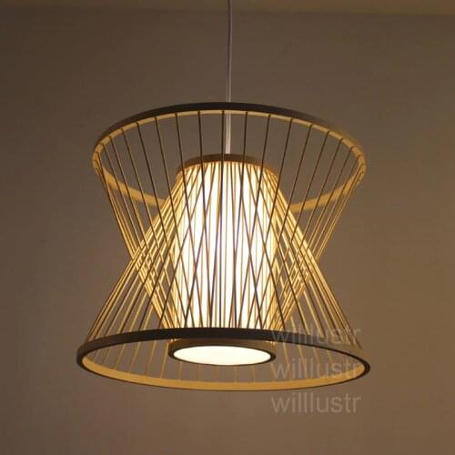 Willlustr bamboo pendant lamp post modern designer zen hanging lighting pastoral hotel restaurant nordic wood suspension light