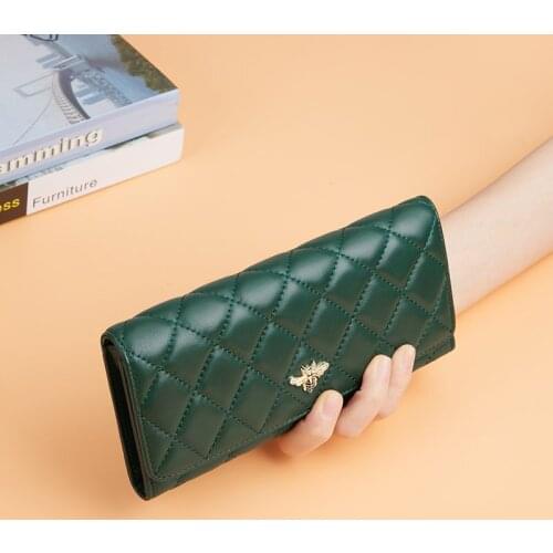 Womens long wallet leather fashion card holder large capacity mobile phone bag Coin Wallet