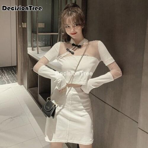 2021 chinese dress female lace cheongsam women novelty qipao top+skirt set elegant chinese dress qipao vestidos oriental dress