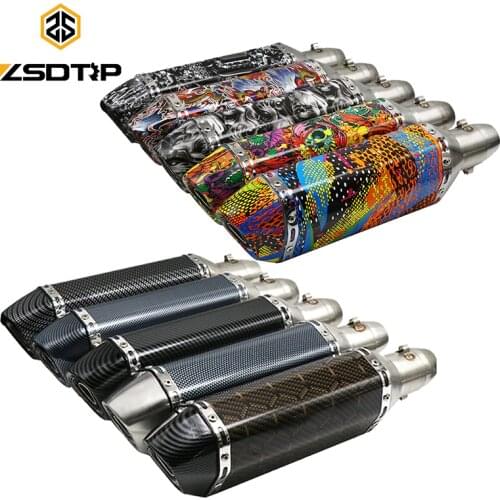 ZSDTRP Universal 51mm Dirt Bike AK Exhaust Motorcycle Modified Scooter Exhaust Muffler For FZ6 CBR250 CB600 MT07 R1