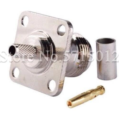 1pcs N Type Female Head With Flange Connection Four-hole Fixed N-KF-3 Pure Copper RF Connector For Connect RG58 RG400 Cable