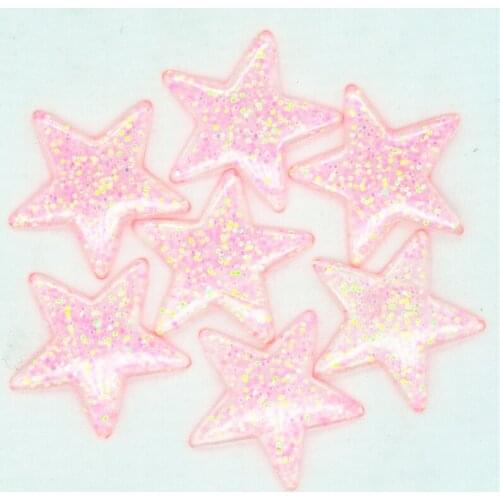 10PCS 36mm Clear Pink Color Resin Shining Stars Cabochons|Resin Star Scrapbooking Embellishments|Hair Bow Center Accessories