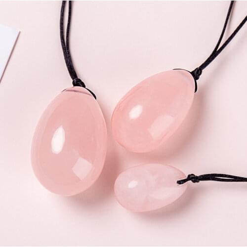 100% Pure Natural Rose Quartz Yoni Egg Set Kegel Exerciser Balls Vginal Balls Muscle Jade Eggs Massager Ball Vaginal Tightening