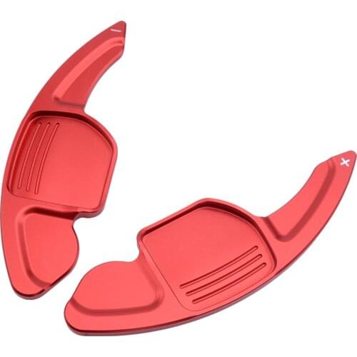 2pcs Aluminum Alloy Steering Wheel Shift Paddle Gear Shifter Extension Fit for Audi TT Q7 R8 A6 S4 Red