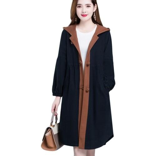 2021 New Spring Autumn Cloak Windbreaker Female Hooded Parka Long Trench Coat Plus Size Womens Casual Windproof Outerwear 5XL