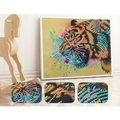 5D Special Shaped Diamond Painting Cartoon Tiger DIY Part Drill Cross Stitch Kit Rhinestone Diamond Embroidery Crystal Decors