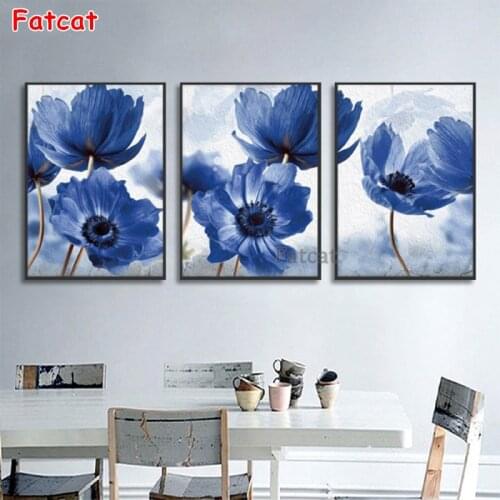 Diamond embroidery Abstract art, blue flowers full square/round drill diamond painting 5d diy diamond mosaic home decor PP2287