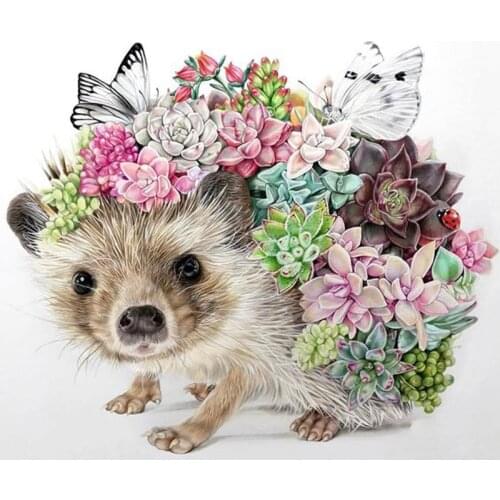 Diy Diamond Embroidery Hedgehog Succulent Plants Square Diamond Painting Cross Stitch 5D Home Decor