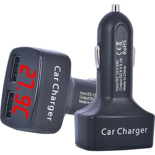 Newest 4 and 1 Dual USB DC 5V 3.1A usb Car Charger niversal Adapter With Voltage temperature Digital LED Display For Audi