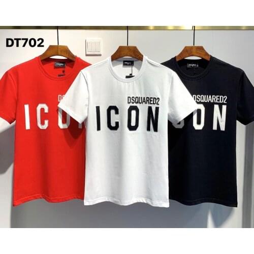 Dsquared2- Mens Womens Round Neck T-shirt Motorcycle Letter Printing Pure Cotton Casual Customized Products DT702