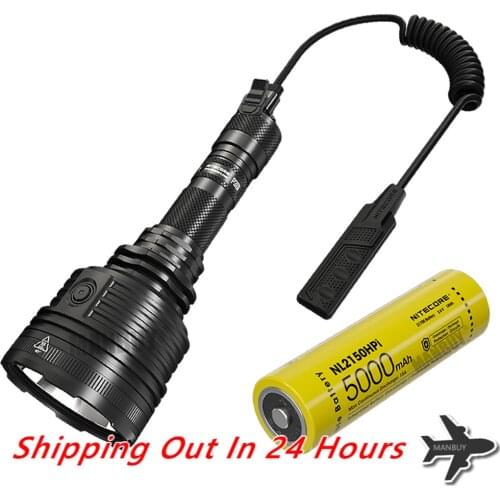Nitecore P30i 2000 Lumen CREE LED Outdoor Search Tactical Flashlight +NL2150HPi 5000mAh 21700 Rechargeable Battery+ RSW2i Remote