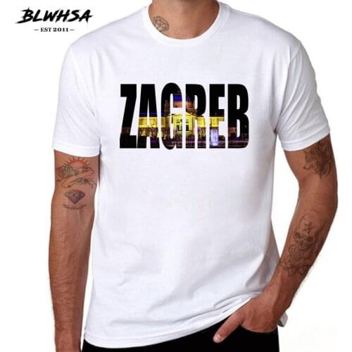 BLWHSA Zagreb City Prined T shirt Men Casual Short Sleeve 100% Cotton Summer T-shirts Croatia City Zagreb Men Tshirt Clothes