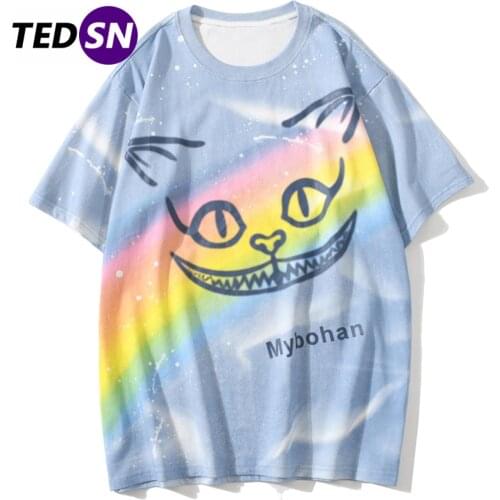 Harajuku T Shirt Men Cartoon Raccoon Print Hip Hop Short Sleeve Tshirt Summer Streetwear Cotton Oversized Tops Tees