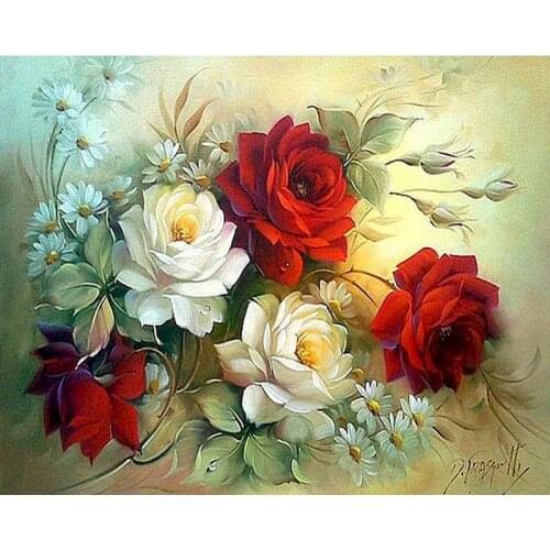 GATYZTORY Diamond Painting Cross Stitch Flower Diamond Embroidery 5D DIY Mosaic Full Drill Decoration Home