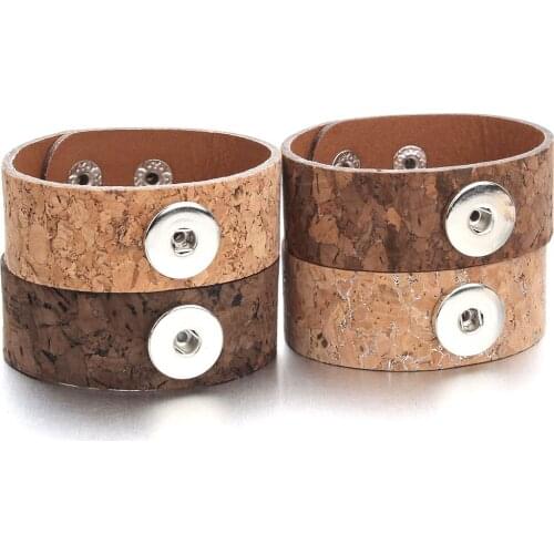 Hot Sale 4 Colors Retro Leather Snap Bracelet Vintage Metal Leather Bracelet Fit 18mm Snap Button Bracelet For Men Jewelry