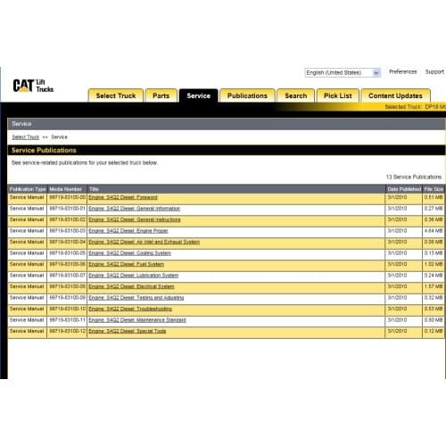 Cat Lift Trucks 2021 (MCFS) Workshop Manuals