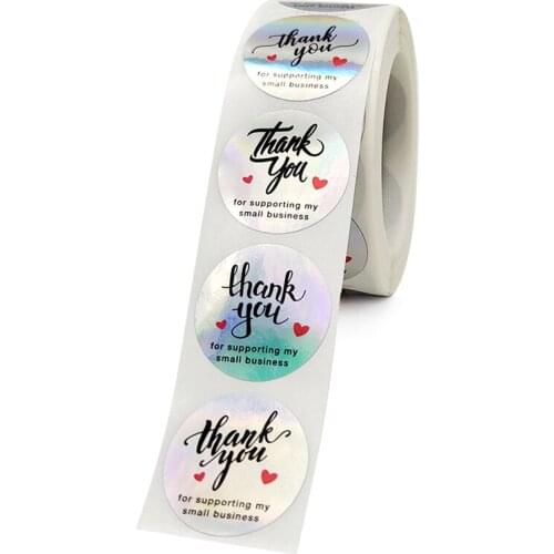 Colorful Thank You Stickers Roll 500-Count Stickers Round for Wedding Birthday Party Holiday Celebration DU55