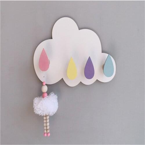 Drops Cloud Rack Hook Creative Hat Clothes Wall Door Hanging DIY Wood Home Room decoration INS props Kids Christmas Gift