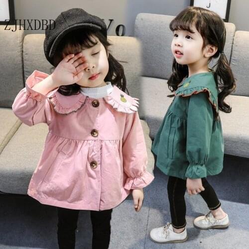 Girls Coats Jackets Outerwear 2020 Cute Baby Sweet Autumn Pineapple Embroidered Windbreaker Jacket for Girl Kid Children Clothes
