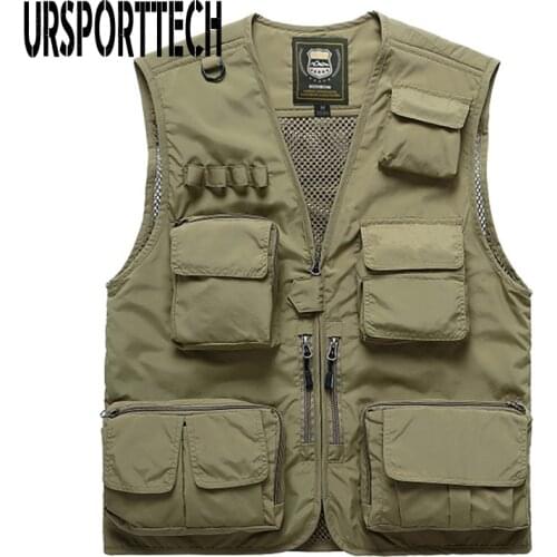 Summer Spring Jacket Men Vest Trip Jacket Coats Male Sleeveless Vest Jacket Removable Mesh with Pocket Outerwear Work Coats
