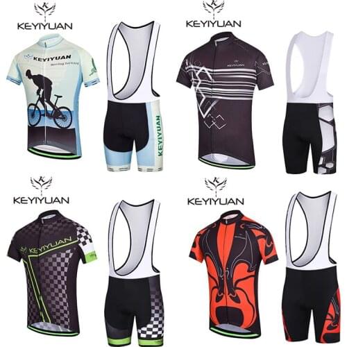 KEYIYUAN Cycling clothes suit Men summer sunscreen Short sleeves breathable tops Silicone pants Mountain bike Cycles Cycling clo