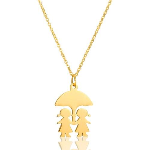 Personalized Best Friends Necklace Gold Stainless Steel 2 Girl Pendant Chain Umbrella Necklace for Women Girls Jewelry Gift 2019