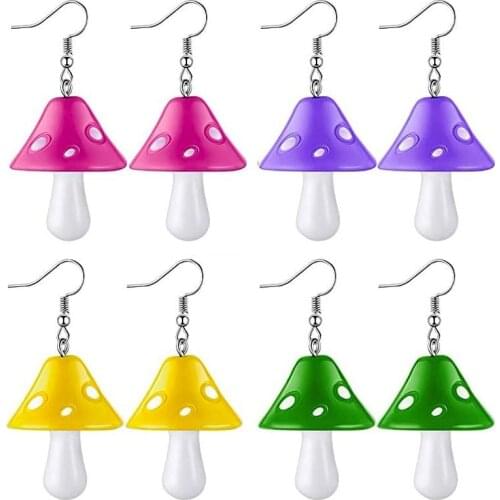 2021 Girls Boys Mushroom Shaped Resin Pendant Earrings High Quality Student Long Earrings Birthday Gift Funny Cute Jewelry