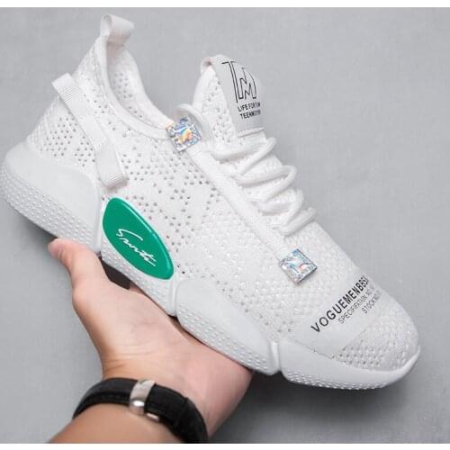 Sport men slip sapato Male Sneaker Men knitting summer on Breathable sneaker white for sports hombre mens solid casual de 2020