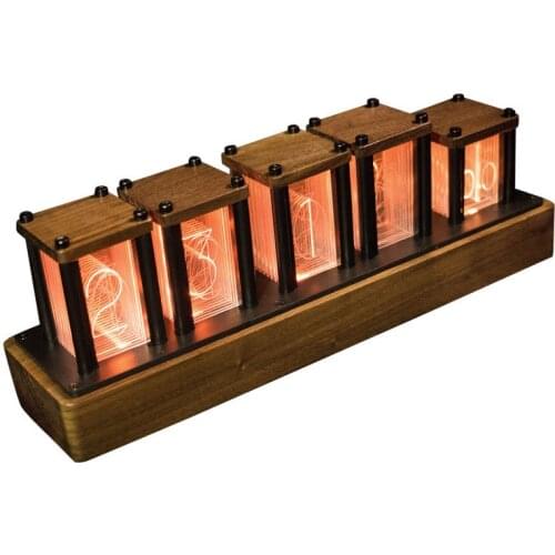 LED Solid Wood Ornament Fluorescent Desk Clock RGB Imitation Tube Lights Digital Clock Glow Clock Semi-Finished