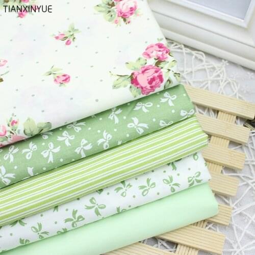5 pcs Green bowknot cloth Farbic 100% Cotton Fabric For Sewing Patchwork Wallet Brand Fabric 40cm*50cm