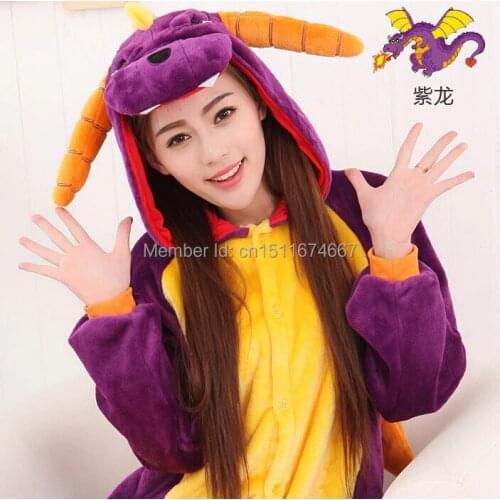 Thick Soft Flannel Anime Costume Shiryu Purple Dragon Onesies Pajama Halloween Carnival Party Clothing