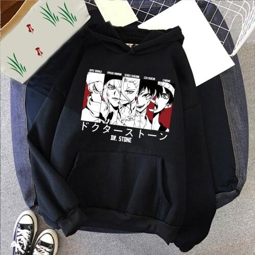 2021 Dr Stone Anime Print Harajuku Street Long Sleeve Korean Couple Hoodies
