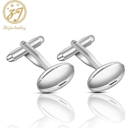 Zhijia jewelry accessories mens fashion cufflinks silver color copper alloy mens cuff links party gifts