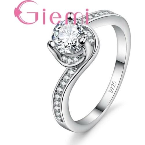 Cubic Zirconia Rings for Women Surround S Type Trendy 925 Sterling Silver Rings Jewelry Bijouterie Wholesale Price