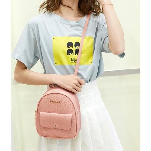 Women Backpack PU Leather Mini Shoulder Bag For Teenage Girls Kids Multi-Function Small Bagpack Female Ladies School Backpack
