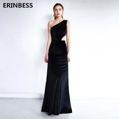 Abendkleider Black Evening Dresses Long Dress Gown Formal Party Gowns 2019 Sexy One-Shoulder Evening Dress Robe De Soiree
