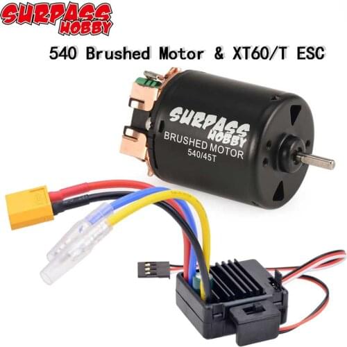 1:10 1:12 RC Parts 540 13T 17T 21T 27T 35T 45T 55T 80T Brushed Motor W/ WP-1060 60A T XT60 ESC for RC Car Rock Crawler Truck