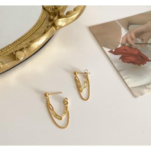 2020 New Fahion Womens Earrings Metal Ear Stud Chain Tassels Earrings for Women Bijoux Korean Girl Party Gift Jewelry Wholesale