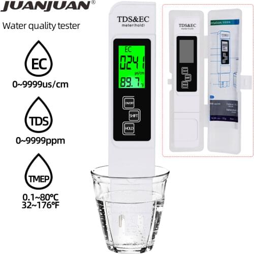 3 In1 TDS/Temp/EC Meter TDS&EC Tester 0-9990ppm Conductivity Detector Water Quality Monitor Purity Measure Tool for Pool 20%OFF