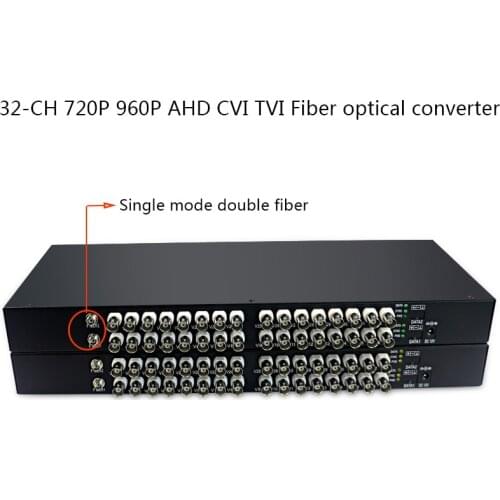 32 CH HD video AHD CVI TVI Fiber optical converter,Single mode double fiber 10KM support 720P 960P