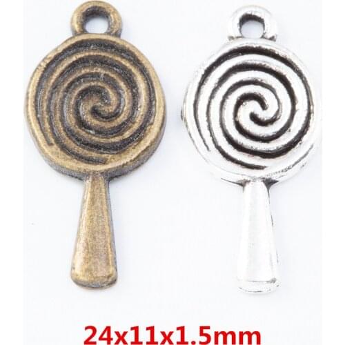 55 pieces of retro metal zinc alloy Lollipop pendant for DIY handmade jewelry necklace making 7891