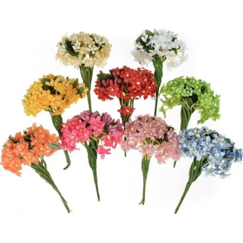 6pcs/bouquet Mini Gypsophila Artificial Silk Flowers DIY Wedding Candy Box Garland Decoration Materials