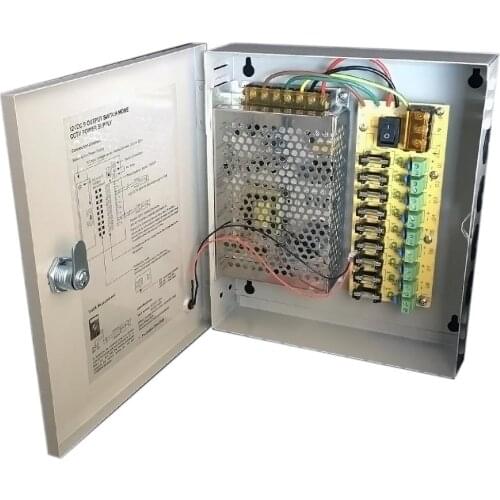 9CH DC12V 5A CCTV Camera Power Box Adapter Switching Power supply Box Distribution 9 channels Input AC 100-240V to DC 12V