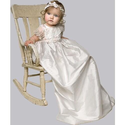 Nimble Satin/Lace Newborn Clothes Baby Christening Gowns White Baby Girl Clothes First Communion Clothes for Girls Trolls 2020