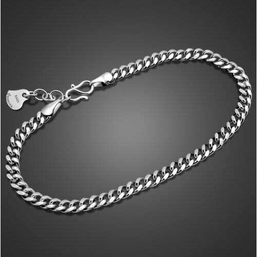 High quality man whip chain bracelet. Fashion solid 925 silver For Men & Boys.4MM 20cm sterling silver bracelet jewelry