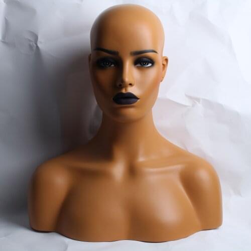 Black Lipstick Fiberglass Female Mannequin Head Bust For Wigs