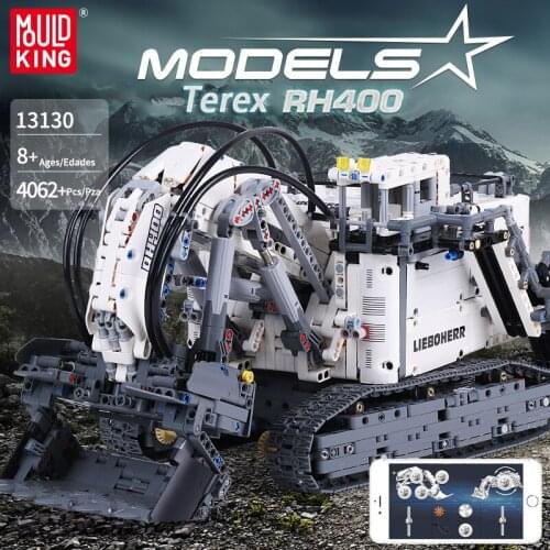 Kids Toys Truck R9800 Terex RH400 Mining Excavator with APP Remote Control High-Tech Model Building Blocks Bricks Education Gift
