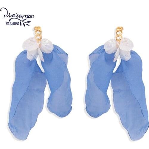 Dvacaman Boho Colorful Petal Shell Drop Earrings for Women 2020 Soft Yarn Charm Floral Statement Earrings Wedding Gifts Jewelry