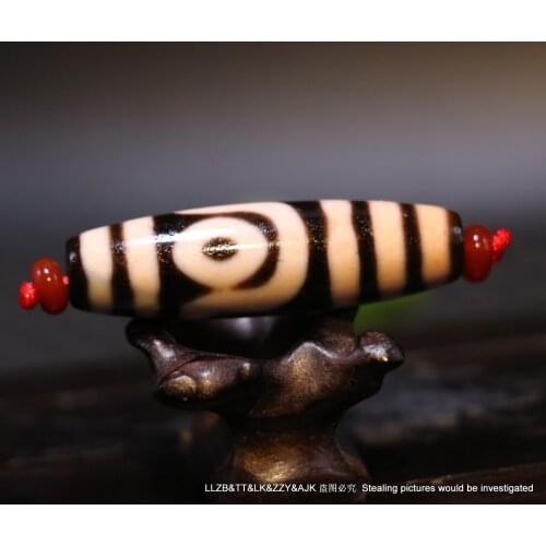 Energy Power Tibetan Old Agate Red Cinnabar Dots 2 Eye Love Totem dZi Bead Up09 Timestown UPD22