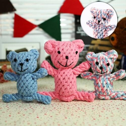 Pets Dogs Toys Lovely Bear Shape Dog Pet Chew Toy Durable Braided Ropes Dog Toys For Dogs Molar And Tooth Cleaning TY0037